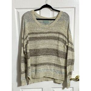 Skies Are Blue Sweater Ladies Size L Brown/Blue Long Sleeves